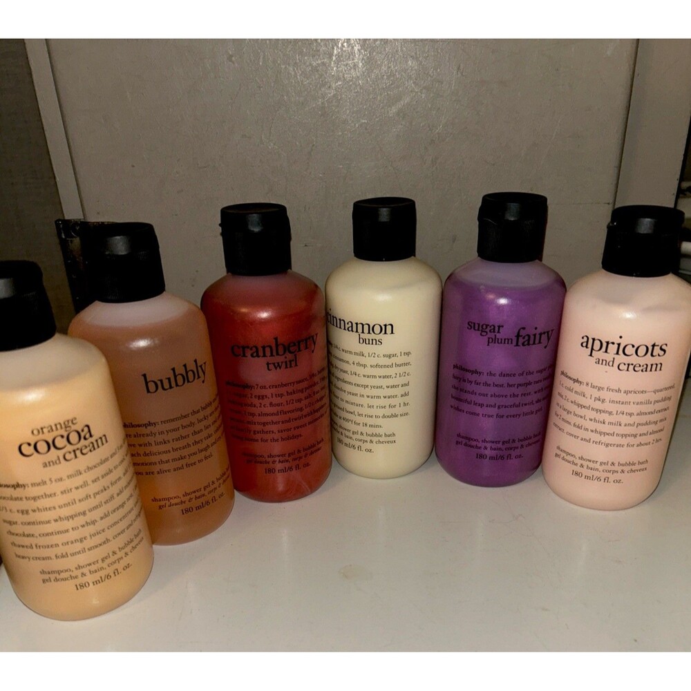 LOT of 6 PHILOSOPHY 3 in 1 Shampoo Shower Gel Bubble Bath 6 oz each - NEW Sealed